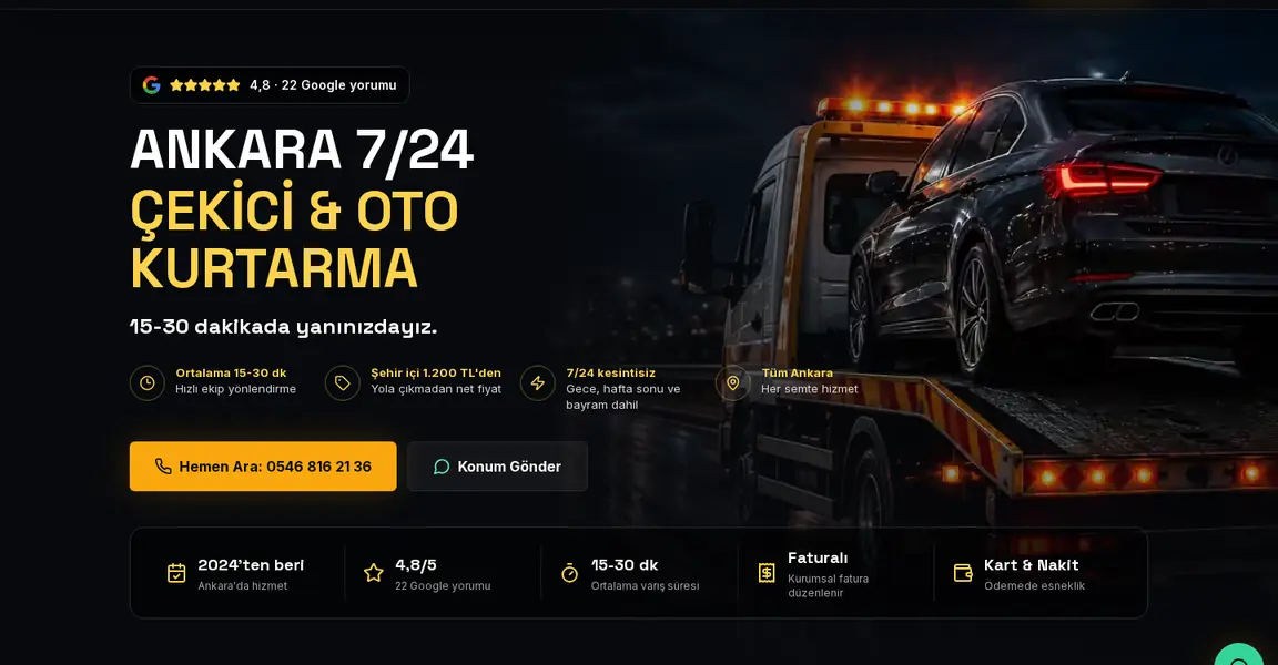 Dağ Oto Kurtarma site görüntüsü