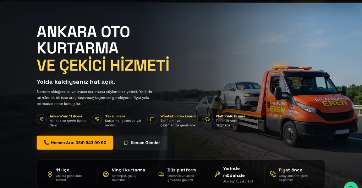 Eren Oto Kurtarma site görüntüsü