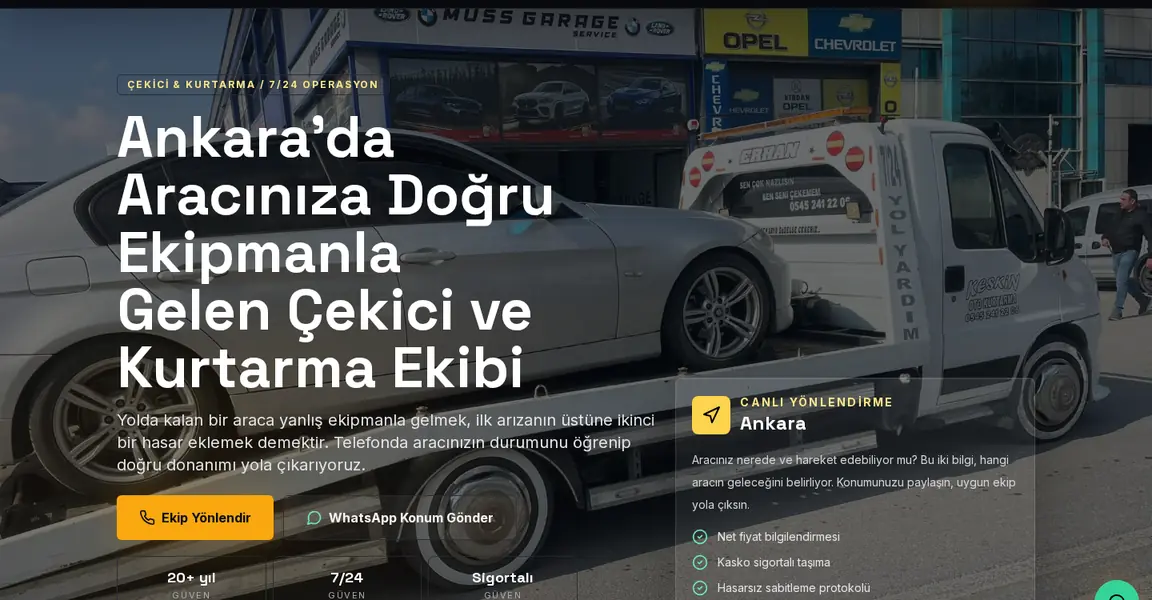 Erhan Oto Kurtarma site görüntüsü